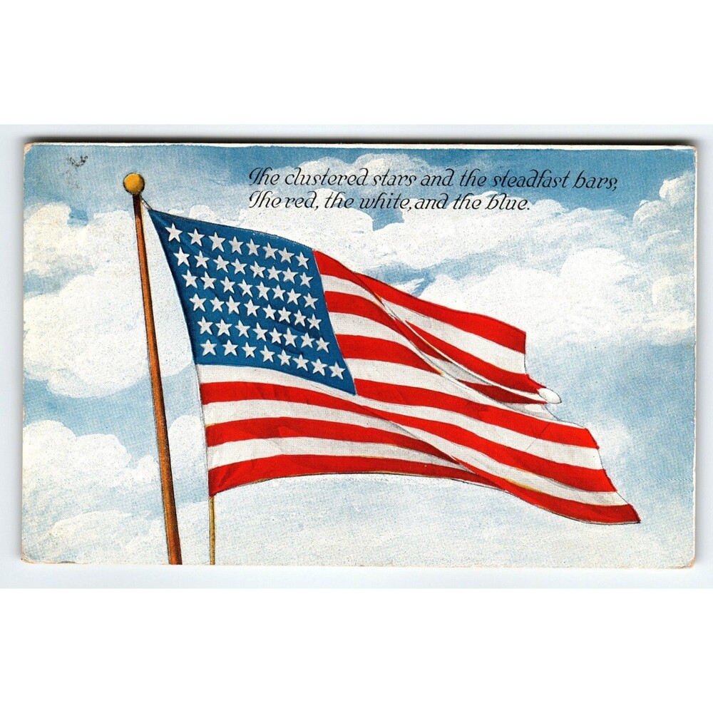 Patriotic US Flag Postcard Vintage Stars and Stripes Gibson 1917 Red White Blue